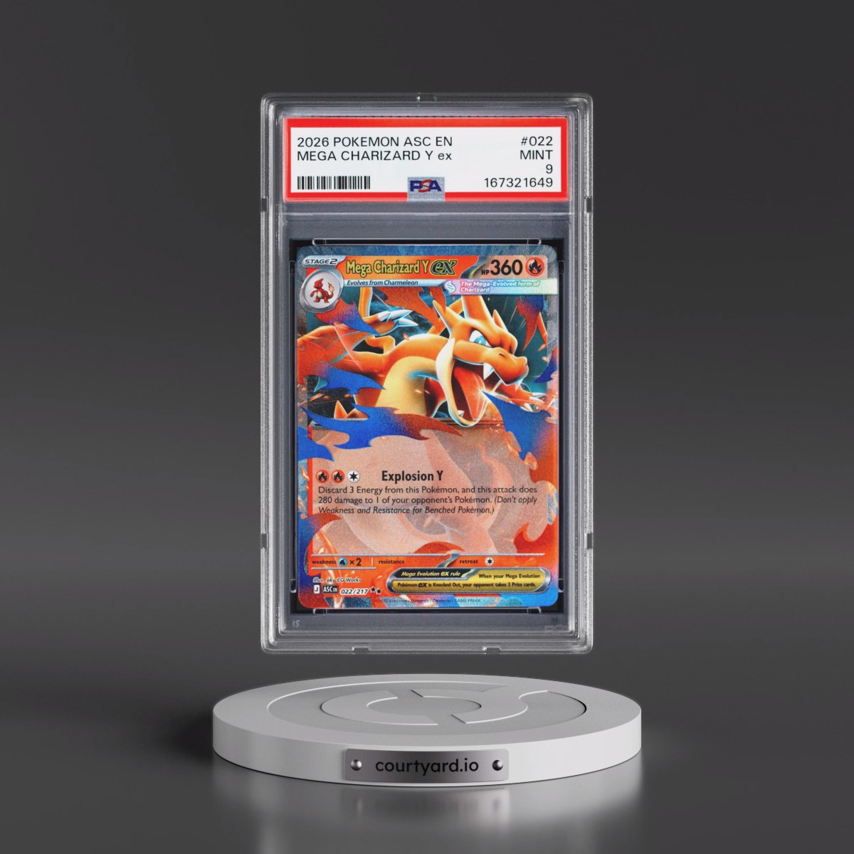 2026 Pokémon Asc EN-Ascended Heroes #022 Mega Charizard Y EX - Holo (PSA 9 MINT)