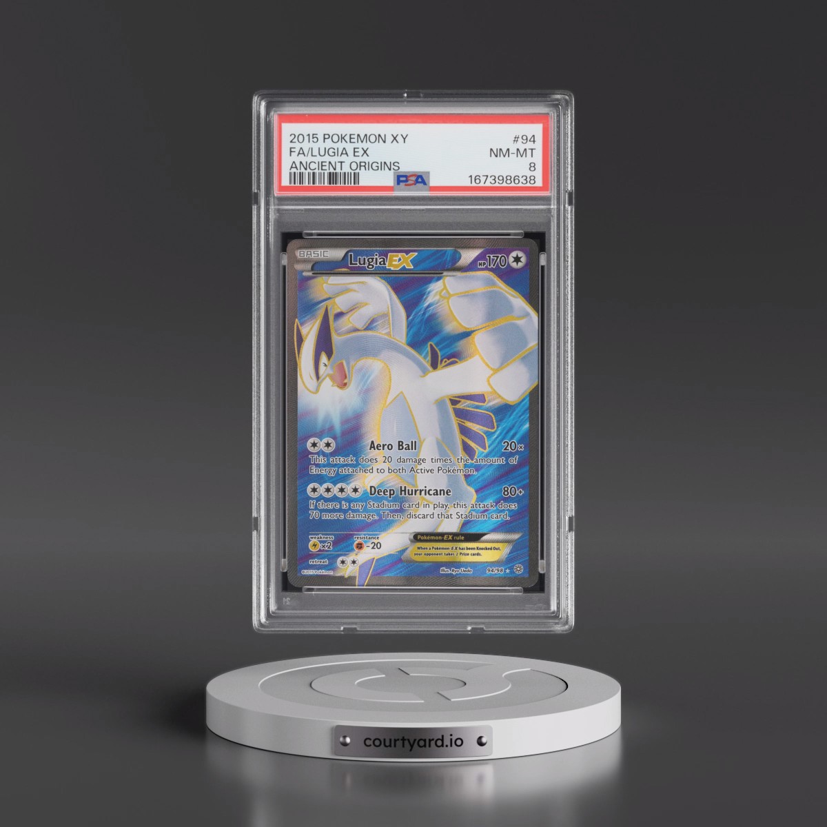 2015 Pokémon XY Ancient Origins #94 Lugia EX - Holo Full Art (PSA 8 NM-MT)