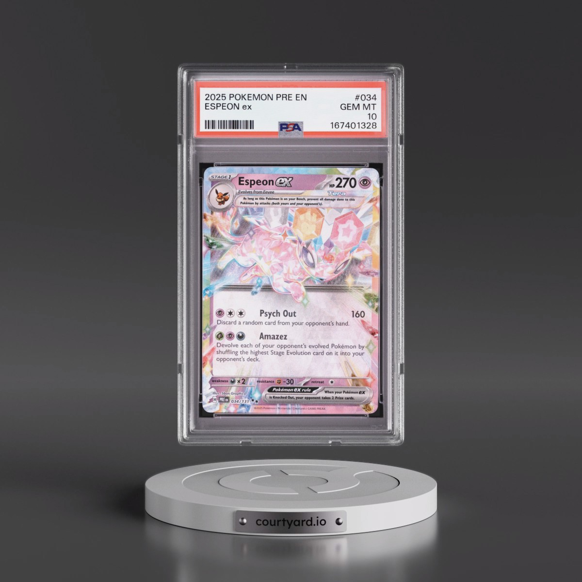 2025 Pokémon Pre EN-Prismatic Evolutions #034 Espeon EX - Holo (PSA 10 GEM MINT)