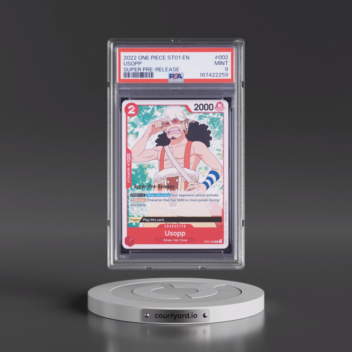 2022 One Piece Starter Deck ST01-Straw Hat Crew Usopp - Super Pre-Release #002 PSA 9