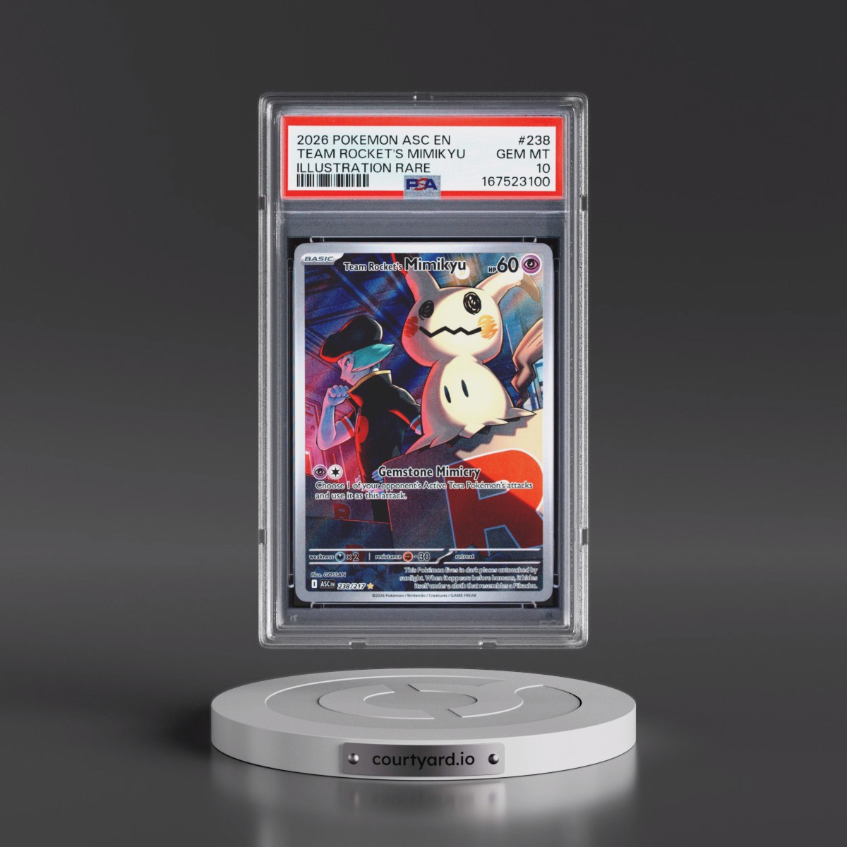 2026 Pokémon Asc EN-Ascended Heroes Team Rocket's Mimikyu - Illustration Rare #238 PSA 10