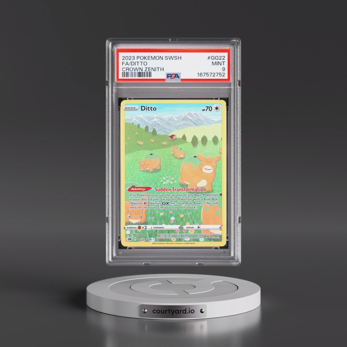 2023 Pokémon Sword and Shield Crown Zenith #GG22 Ditto - Full Art (PSA 9 MINT)