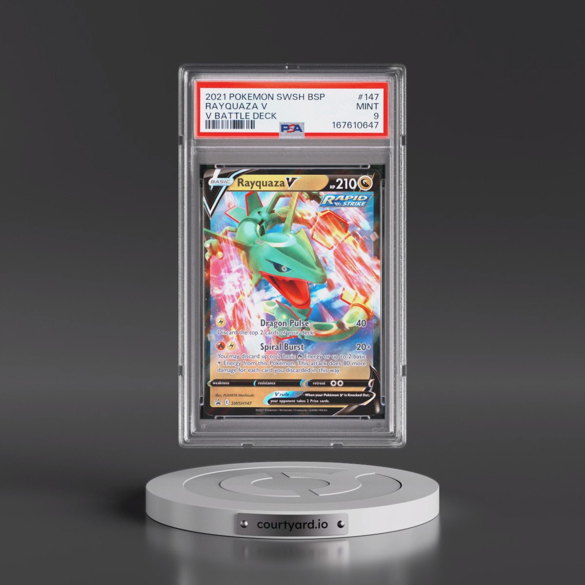 2021 Pokémon Swsh Black Star Promo Rayquaza V - Holo V Battle Deck #147 PSA 9