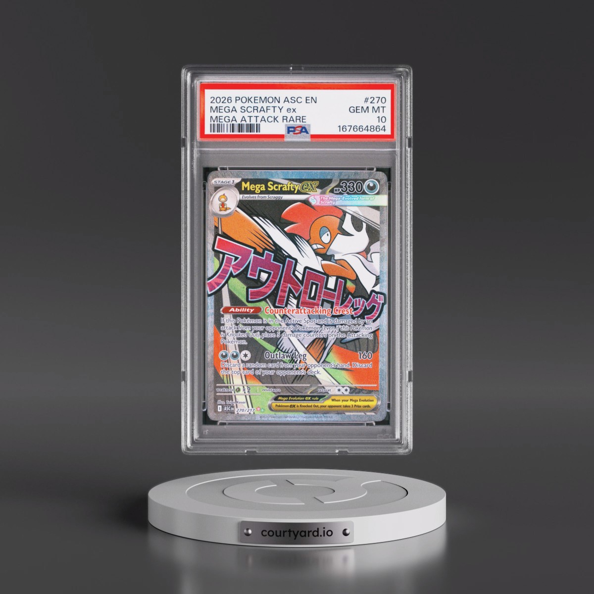 2026 Pokémon Asc EN-Ascended Heroes #270 Mega Scrafty EX - Holo Mega Attack Rare (PSA 10 GEM MINT)