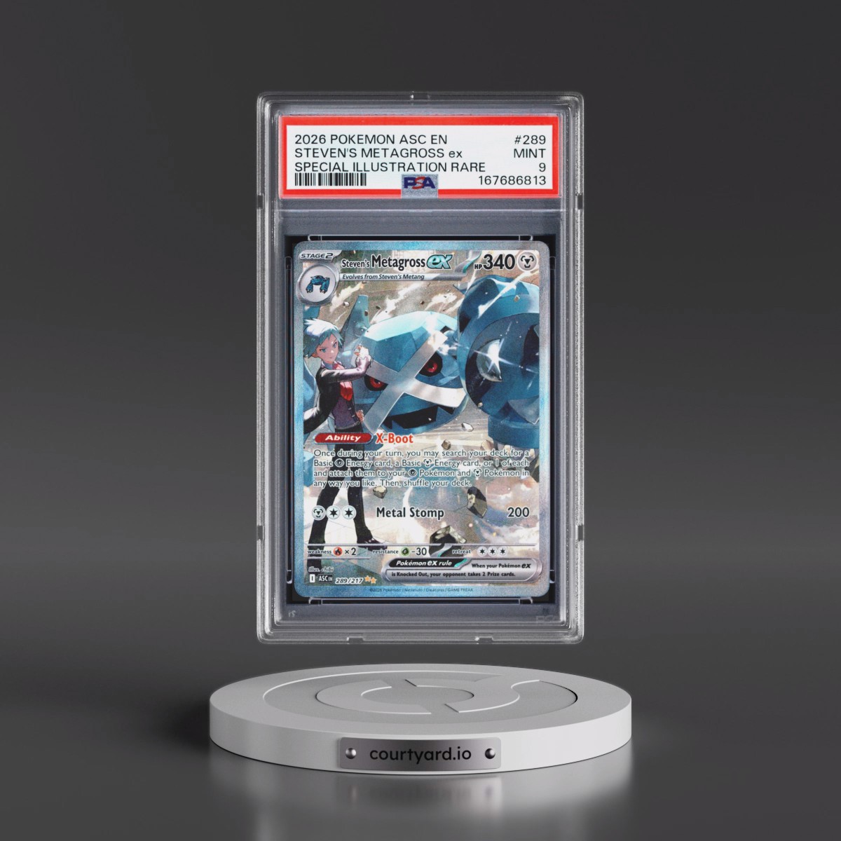 2026 Pokémon Asc EN-Ascended Heroes #289 Steven's Metagross EX - Holo Special Illustration Rare (PSA 9 MINT)