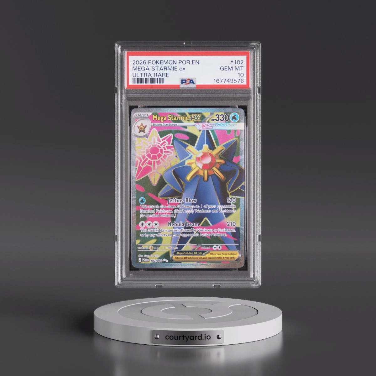 2026 Pokémon Por EN-Perfect Order #102 Mega Starmie EX - Holo Ultra Rare (PSA 10 GEM MINT)