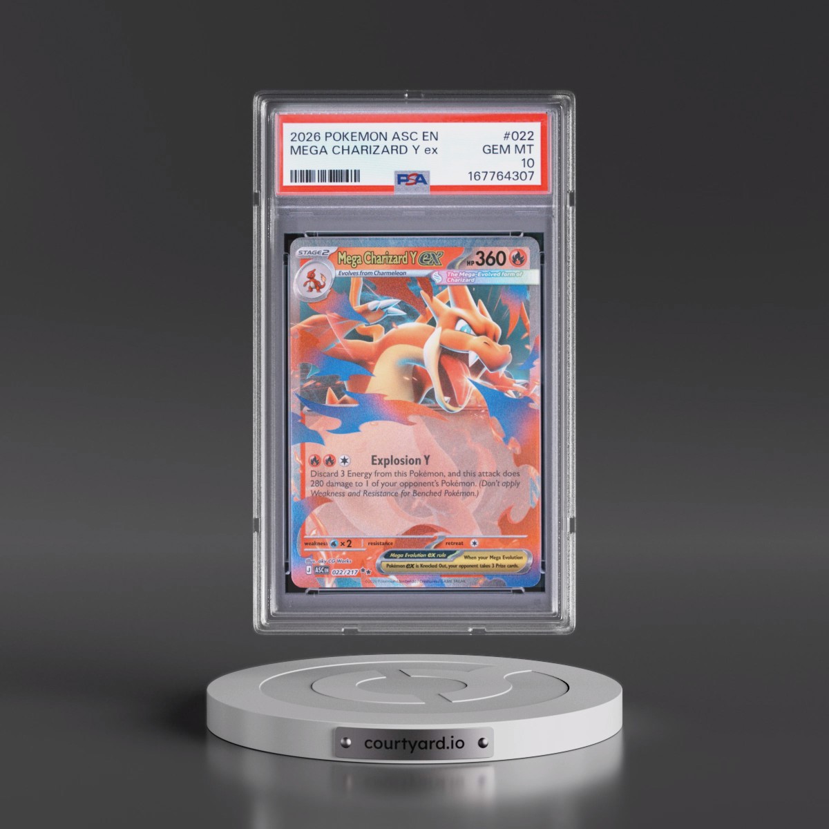 2026 Pokémon Asc EN-Ascended Heroes #022 Mega Charizard Y EX - Holo (PSA 10 GEM MINT)