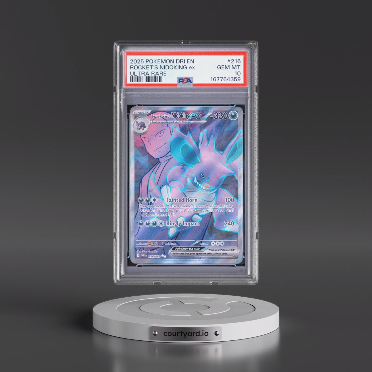 2025 Pokémon Dri EN-Destined Rivals #216 Team Rocket's Nidoking EX - Holo Ultra Rare (PSA 10 GEM MINT)