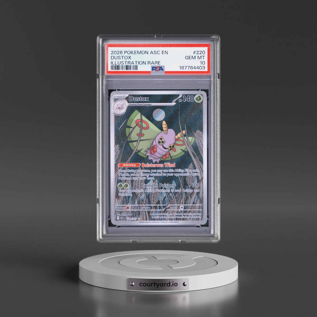 2026 Pokémon Asc EN-Ascended Heroes #220 Dustox - Illustration Rare (PSA 10 GEM MINT)