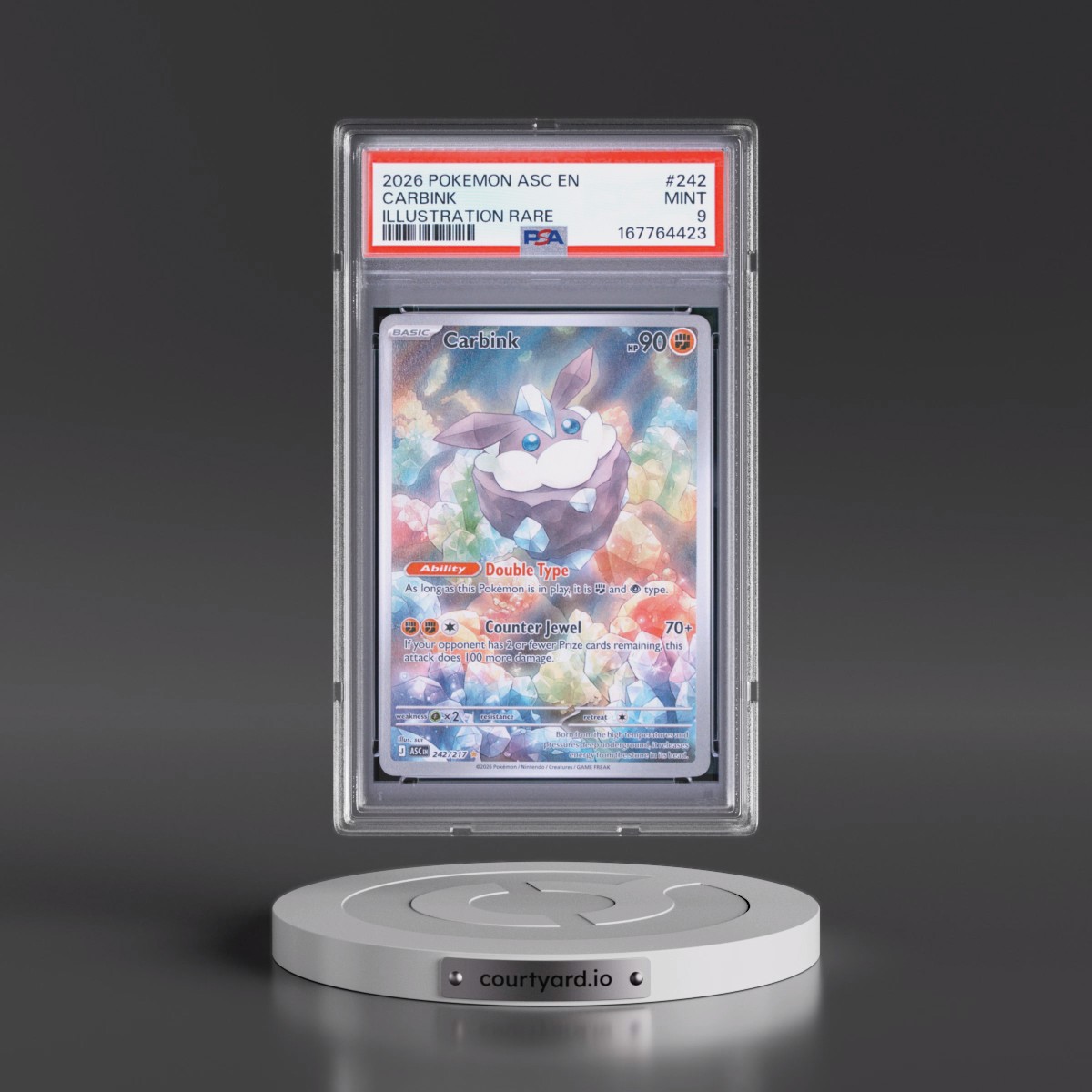 2026 Pokémon Asc EN-Ascended Heroes #242 Carbink - Illustration Rare (PSA 9 MINT)