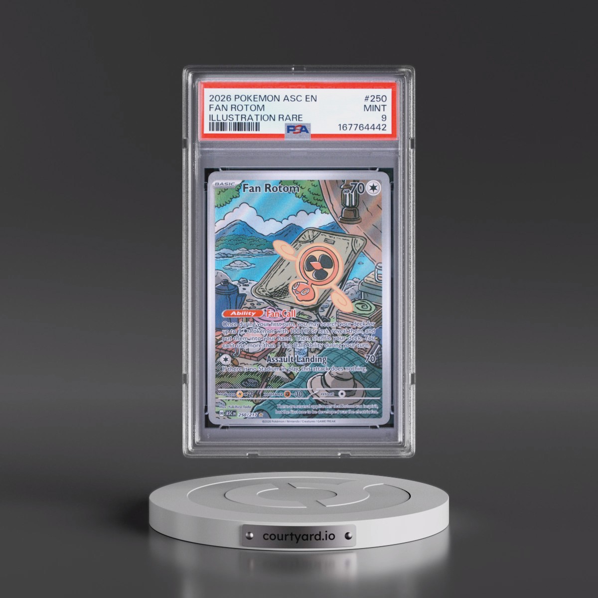 2026 Pokémon Asc EN-Ascended Heroes #250 Fan Rotom - Illustration Rare (PSA 9 MINT)