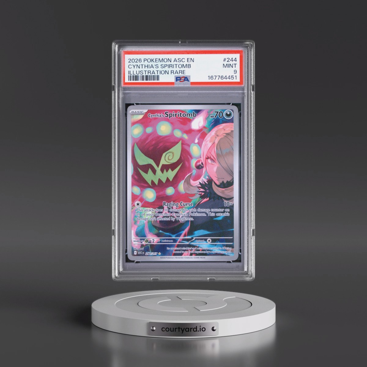 2026 Pokémon Asc EN-Ascended Heroes #244 Cynthia's Spiritomb - Illustration Rare (PSA 9 MINT)