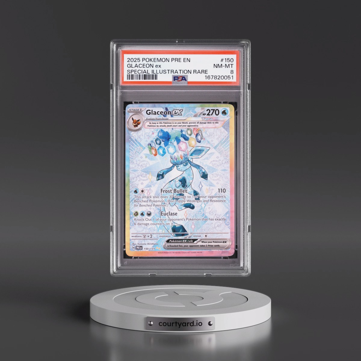 2025 Pokémon Pre EN-Prismatic Evolutions #150 Glaceon EX - Holo Special Illustration Rare (PSA 8 NM-MT)