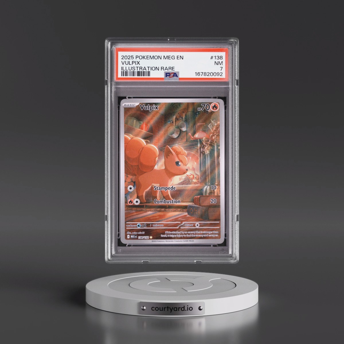 2025 Pokémon Meg EN-Mega Evolution #138 Vulpix - Illustration Rare (PSA 7 NM)
