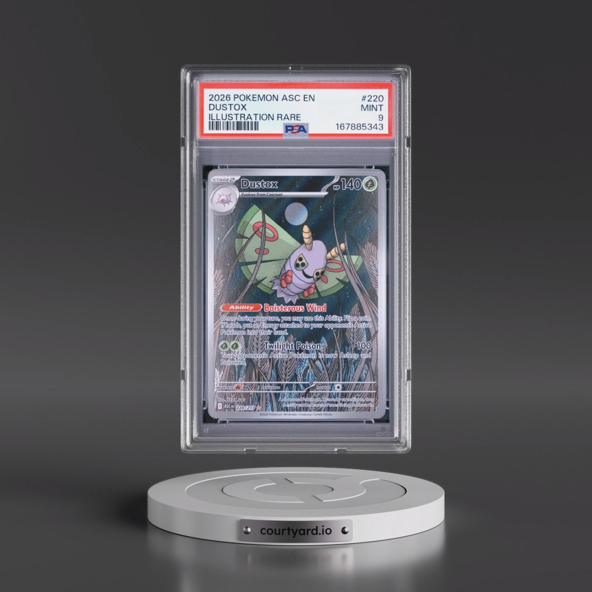 2026 Pokémon Asc EN-Ascended Heroes #220 Dustox - Illustration Rare (PSA 9 MINT)