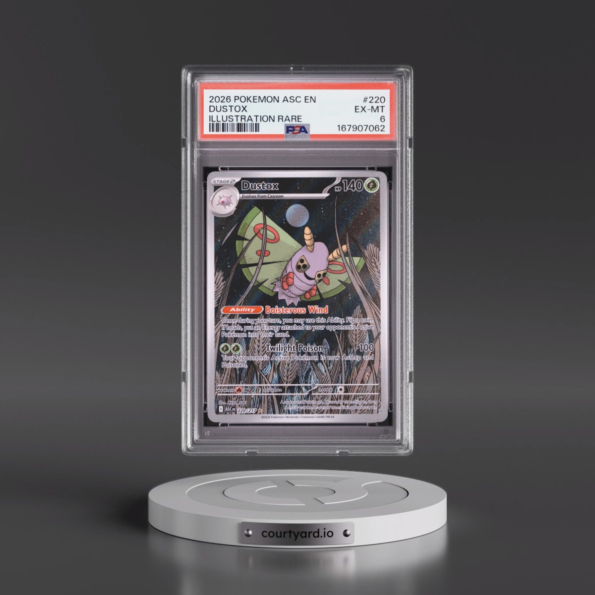 2026 Pokémon Asc EN-Ascended Heroes #220 Dustox - Illustration Rare (PSA 6 EX-MT)