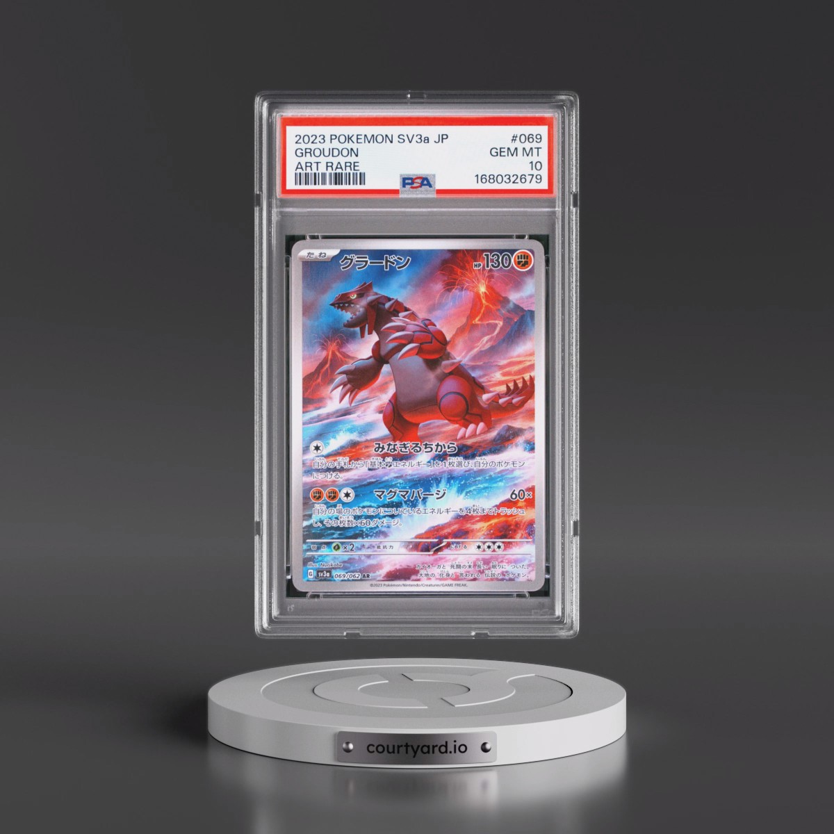 2023 Pokémon Sv3a-Raging Surf #069 Groudon - Art Rare (PSA 10 GEM MINT)