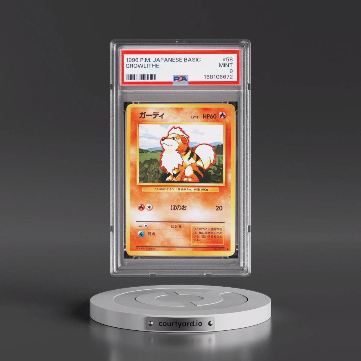 1996 Pokémon Basic Growlithe #58 PSA 9