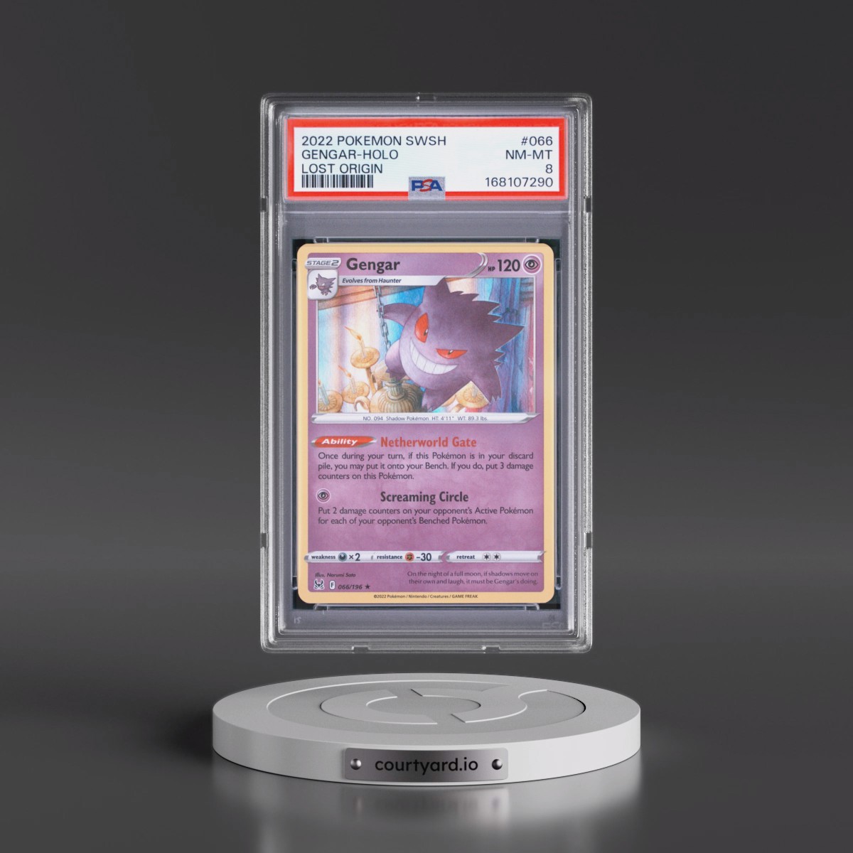 2022 Pokémon Sword & Shield Lost Origin Gengar - Holo #066 PSA 8