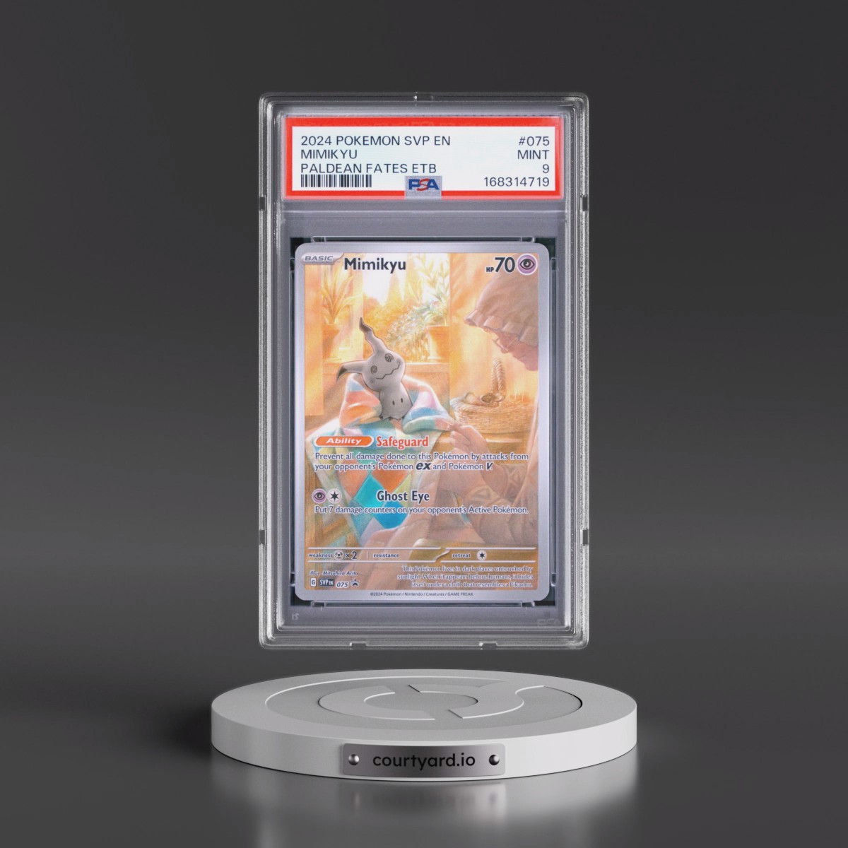 2024 Pokémon Svp EN-SV Black Star Promo #075 Mimikyu - Paldean Fates Elite Trainer Box (PSA 9 MINT)