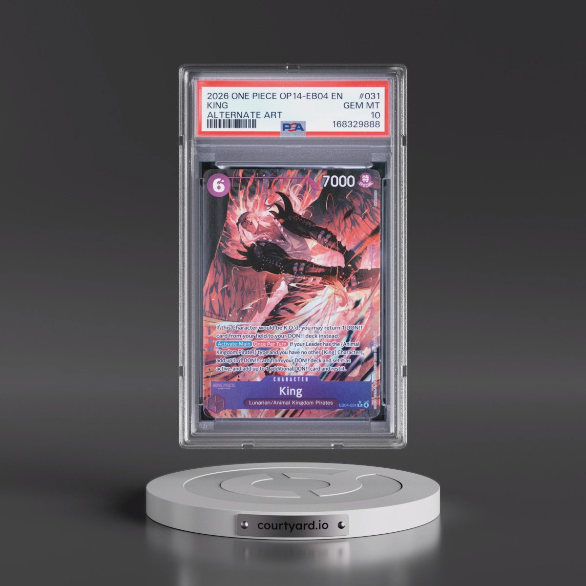 2026 One Piece OP14-EB04-the Azure Sea's Seven #031 King - Alternate Art (PSA 10 GEM MINT)