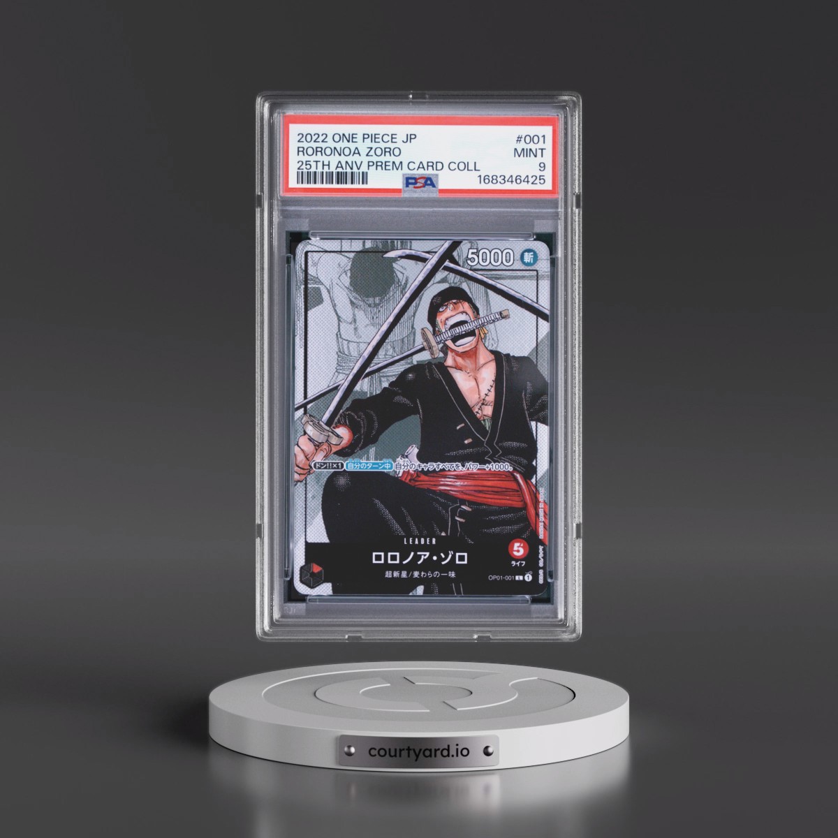 2022 One Piece Japanese 25th Anniversary Premium Card Collection #001 Roronoa Zoro (PSA 9 MINT)