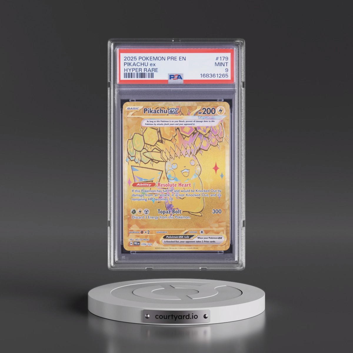 2025 Pokémon Pre EN-Prismatic Evolutions #179 Pikachu EX - Holo Hyper Rare (PSA 9 MINT)