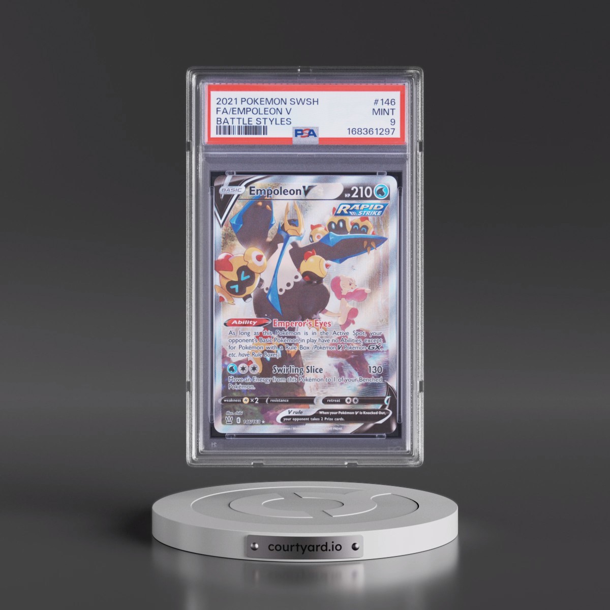 2021 Pokémon Sword & Shield Battle Styles #146 Empoleon V - Holo Full Art (PSA 9 MINT)