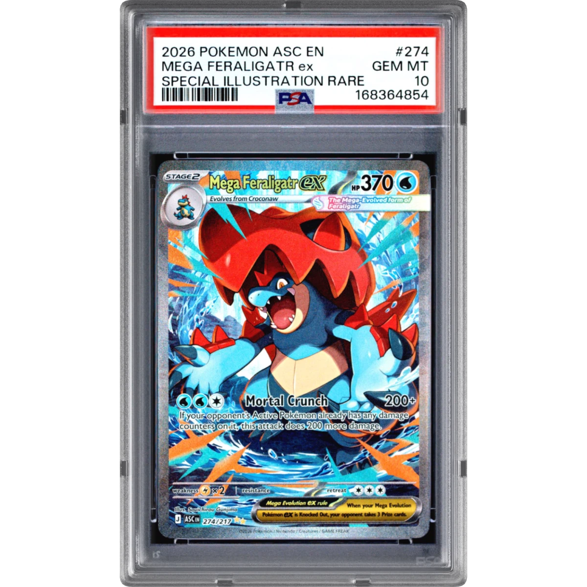 2026 Pokémon Asc EN-Ascended Heroes #274 Mega Feraligatr EX - Holo Special Illustration Rare (PSA 10 GEM MINT)