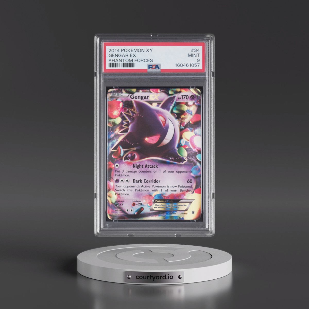 2014 Pokémon XY Phantom Forces #34 Gengar EX - Holo (PSA 9 MINT)
