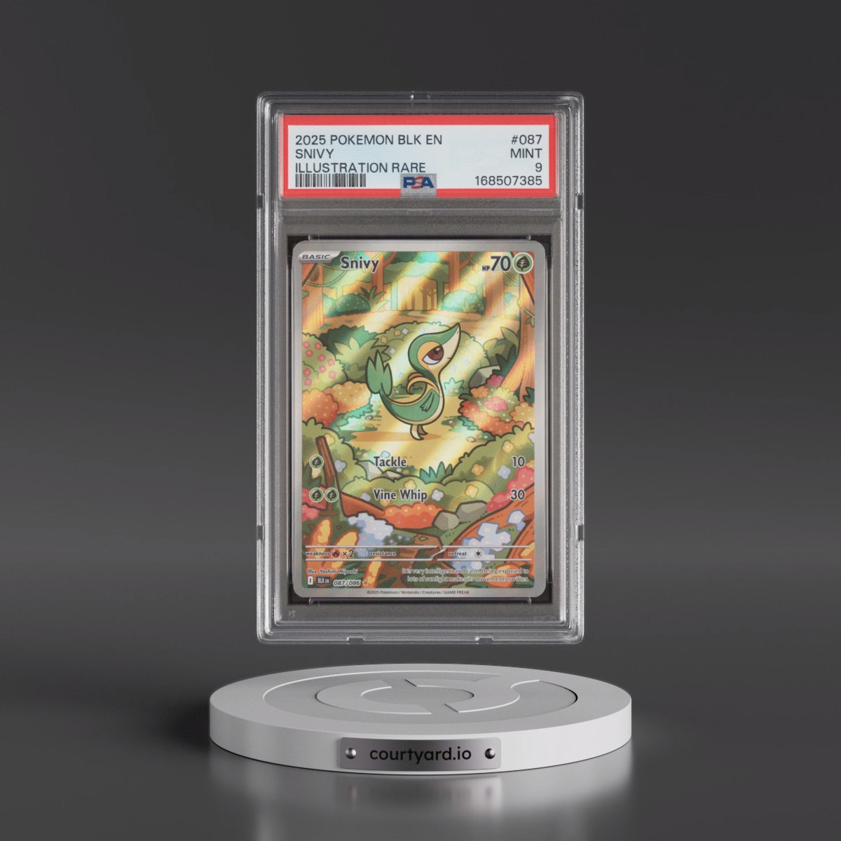 2025 Pokémon Blk EN-Black Bolt #087 Snivy - Illustration Rare (PSA 9 MINT)