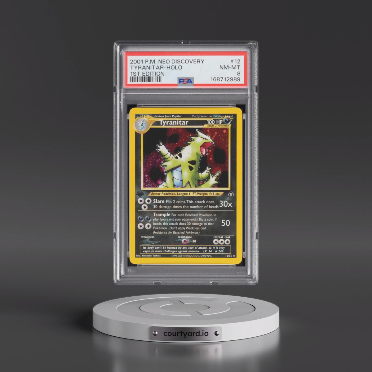 2001 Pokémon Neo Discovery Tyranitar - 1st Edition Holo #12 PSA 8