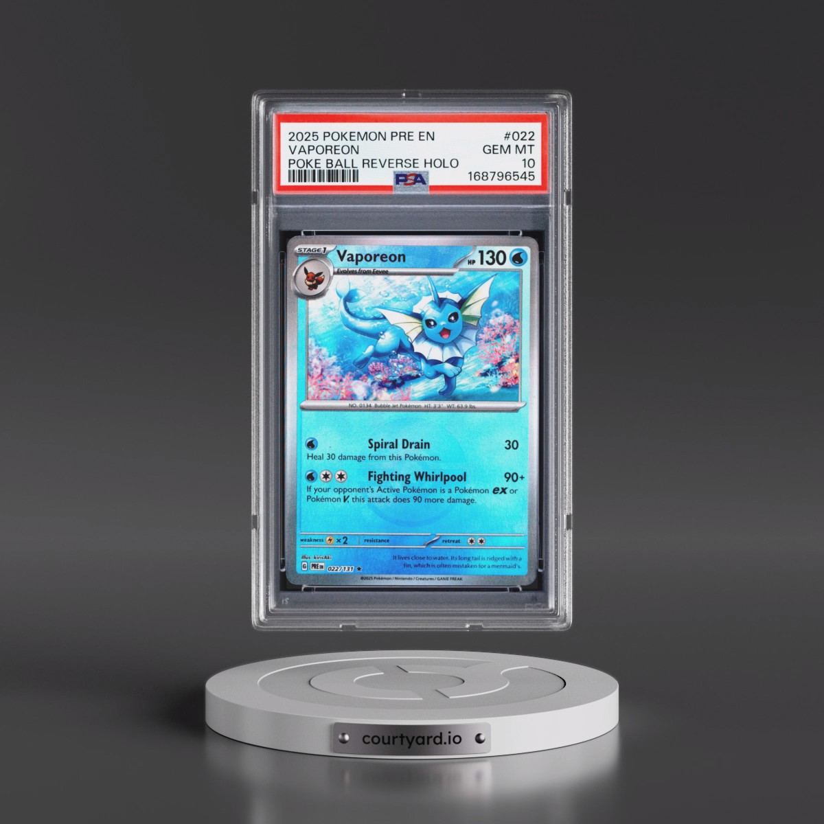 2025 Pokémon Pre EN-Prismatic Evolutions Vaporeon - Reverse Holo Poke Ball #022 PSA 10