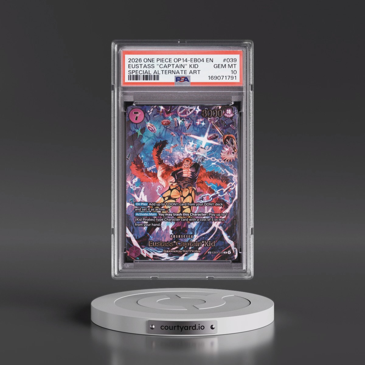 2026 One Piece OP14-EB04-the Azure Sea's Seven #039 Eustass "Captain" Kid - Special Alternate Art (PSA 10 GEM MINT)