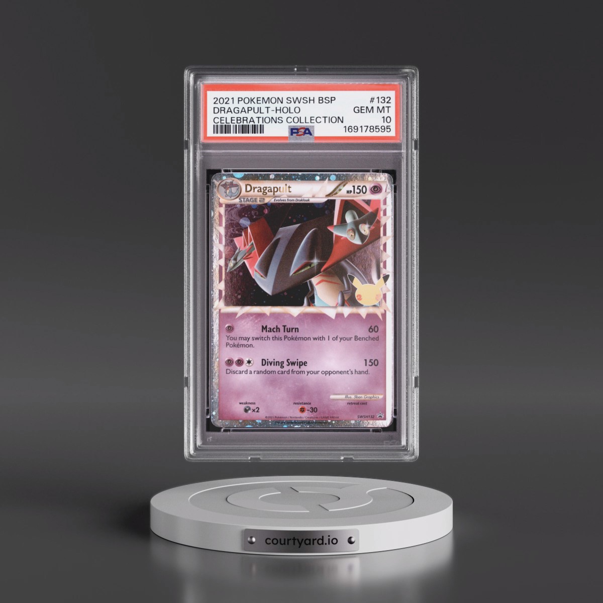 2021 Pokémon Swsh Black Star Promo Dragapult - Holo Celebrations Collection #132 PSA 10