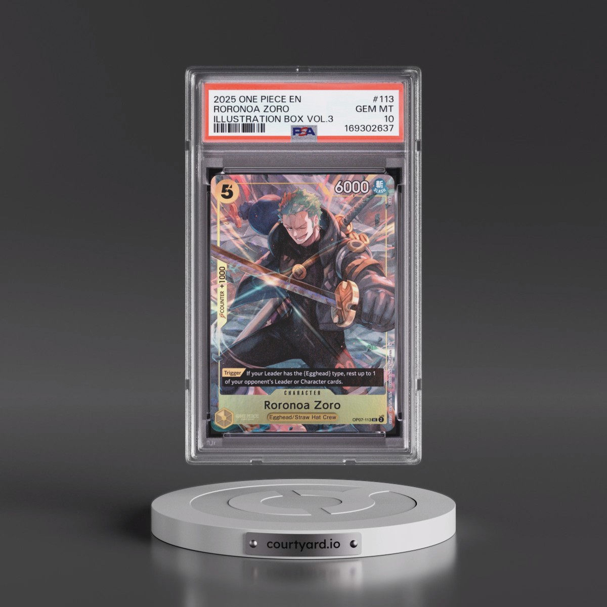 2025 One Piece Promos #113 Roronoa Zoro - Illustration Box Vol.3 (PSA 10 GEM MINT)