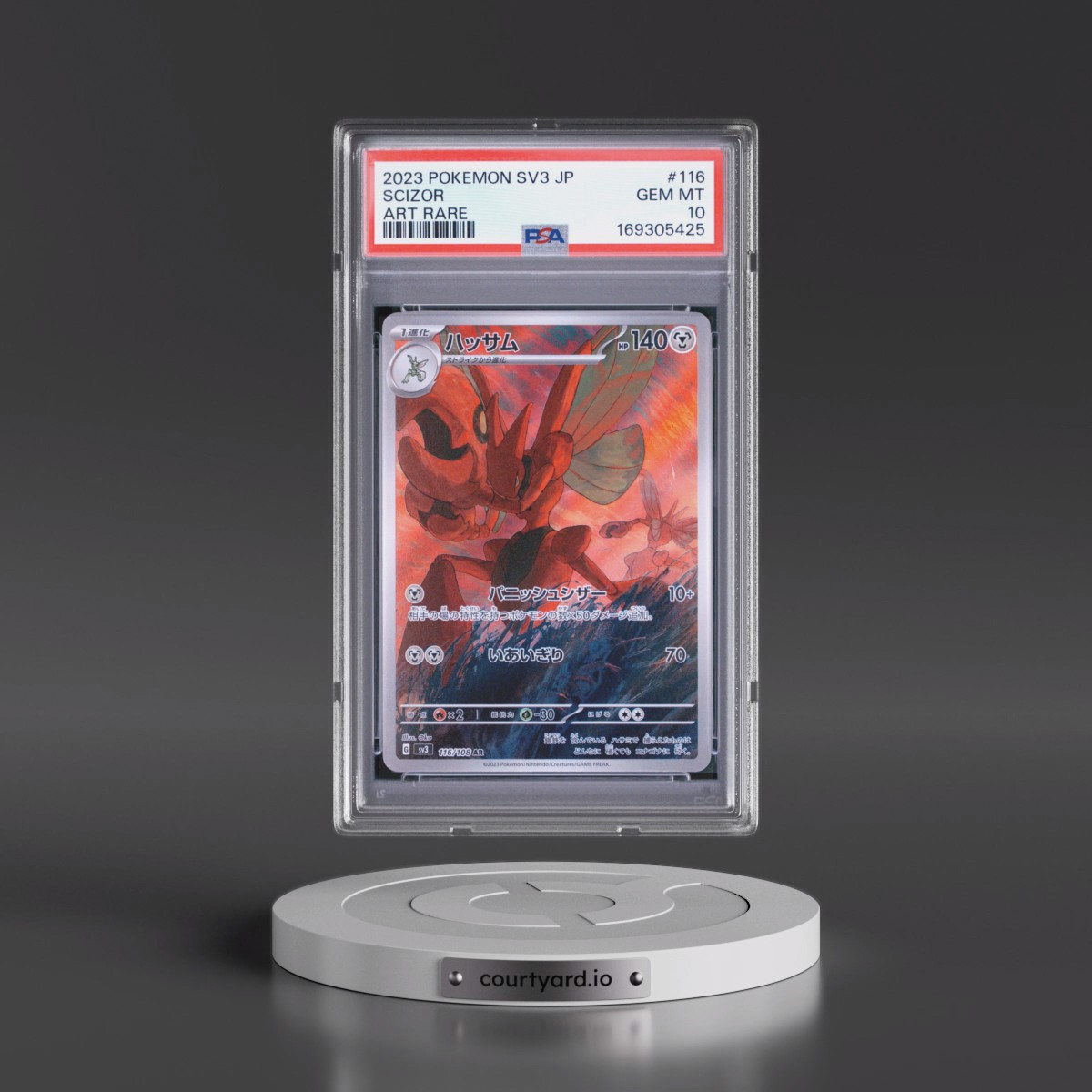 2023 Pokémon SV3-Ruler of the Black Flame #116 Scizor - Art Rare (PSA 10 GEM MINT)
