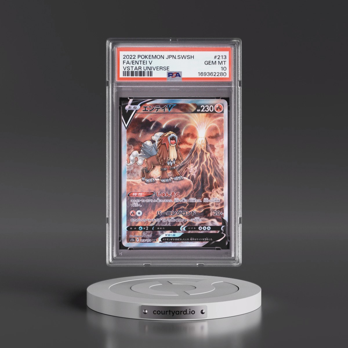 2022 Pokémon Sword & Shield Vstar Universe Entei V - Holo Full Art #213 PSA 10