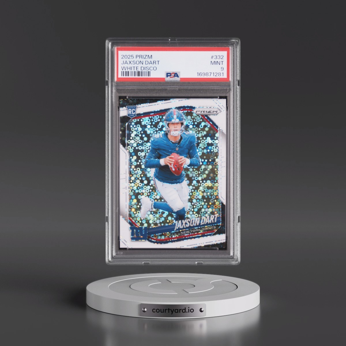 2025 Panini Prizm #332 Jaxson Dart - White Disco (PSA 9 MINT)