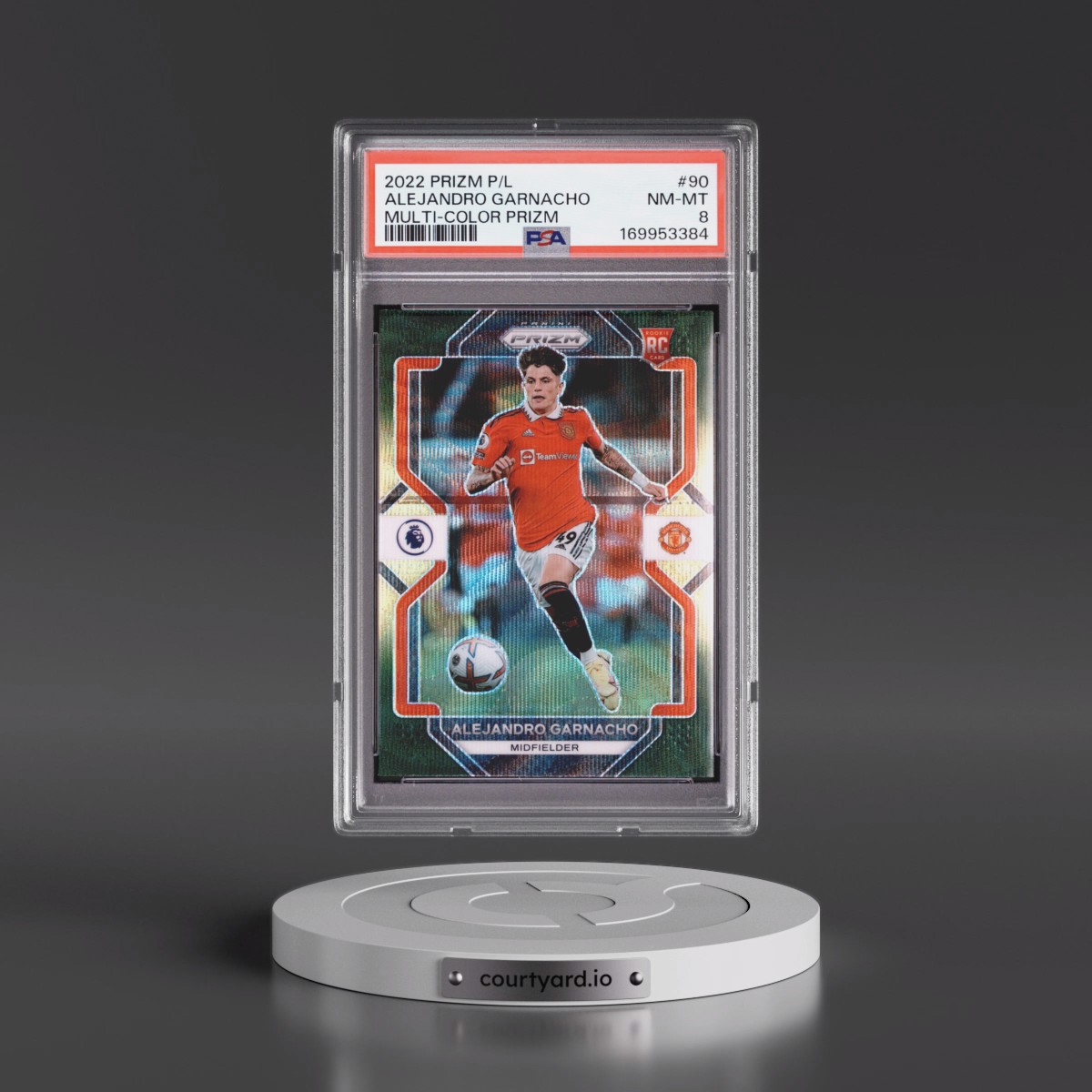 2022 Panini Prizm Premier League Alejandro Garnacho - Multi-Color Prizm #90 PSA 8