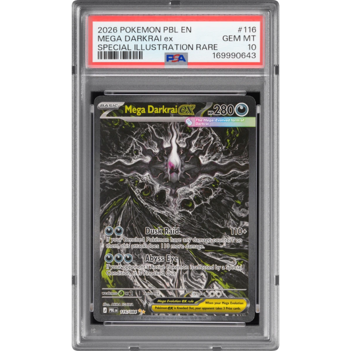 2026 Pokémon Pbl EN-Pitch Black #116 Mega Darkrai EX - Holo Special Illustration Rare, PSA 10