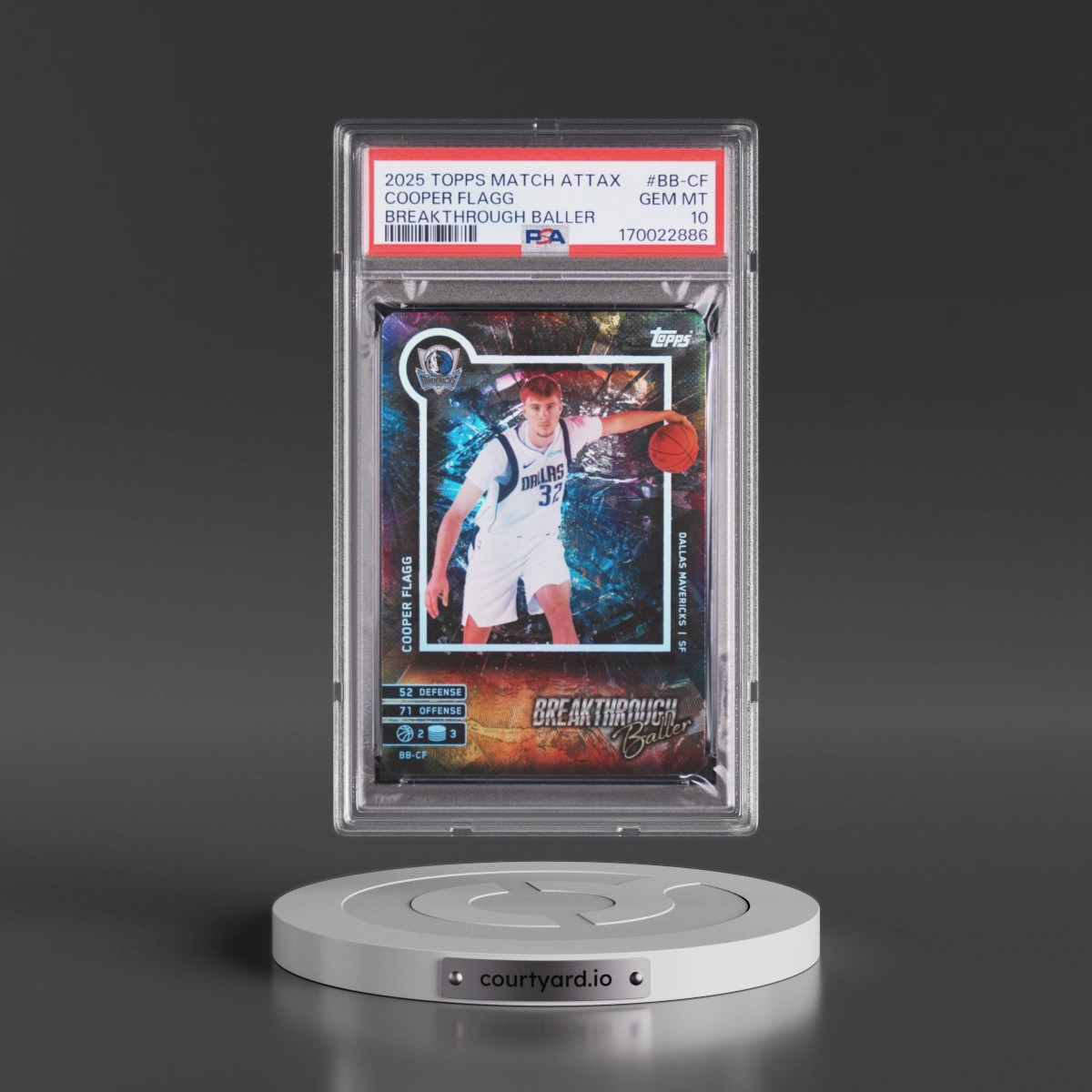 2025 Topps Match Attax Breakthrough Baller #BB-CF Cooper Flagg (PSA 10 GEM MINT)