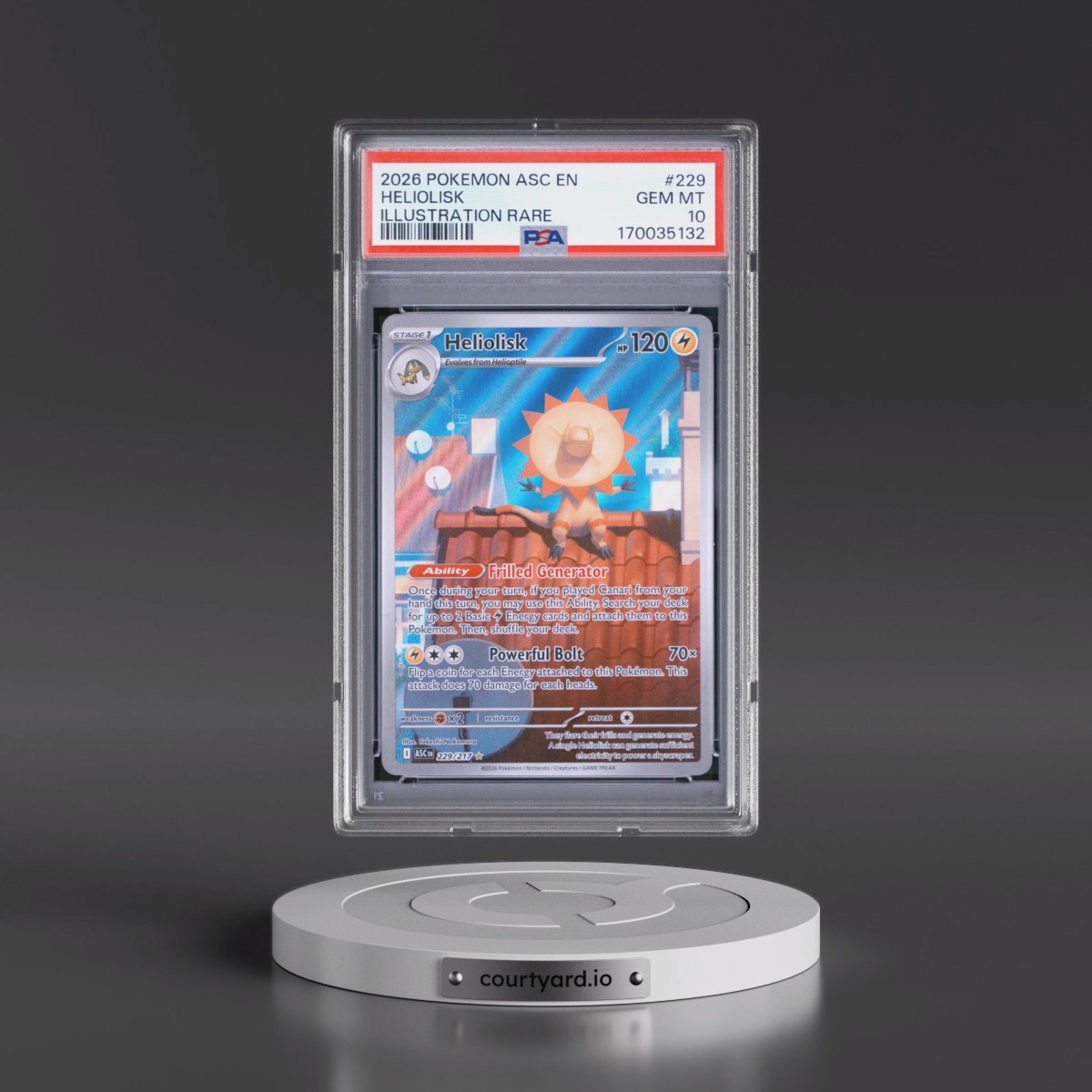 2026 Pokémon Asc EN-Ascended Heroes #229 Heliolisk - Illustration Rare (PSA 10 GEM MINT)