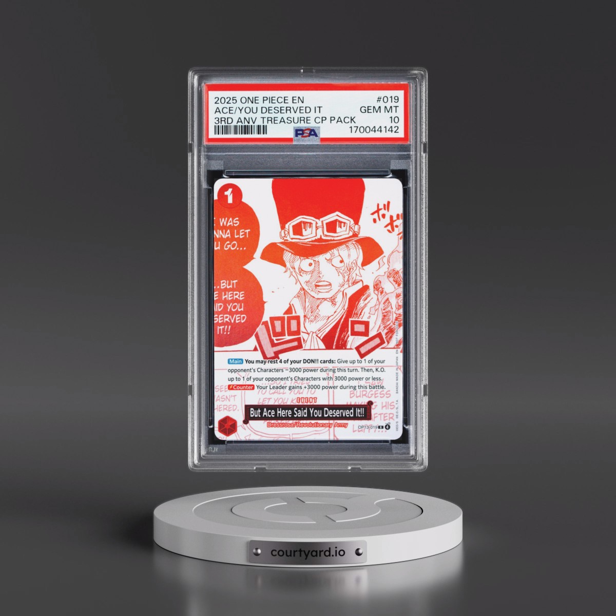 2025 One Piece 3rd Anniversary! One Piece Card Treasure Campaign Pack But Ace Here Said You Deserved It!! #019 PSA 10