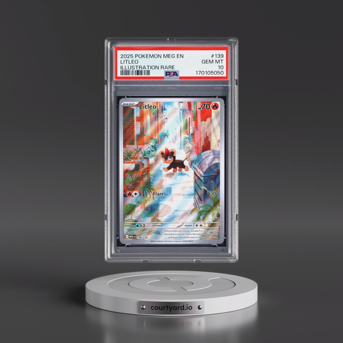 2025 Pokémon Meg EN-Mega Evolution #139 Litleo - Illustration Rare (PSA 10 GEM MINT)