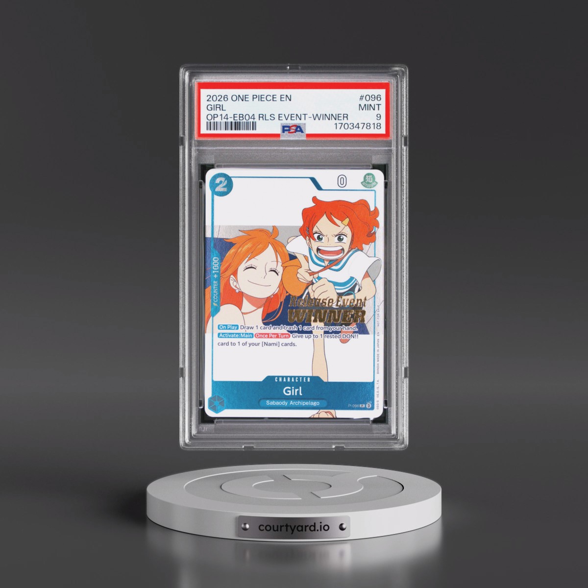 2026 One Piece Promos Girl - The Azure Sea's Seven Release Event-Winner #096 PSA 9