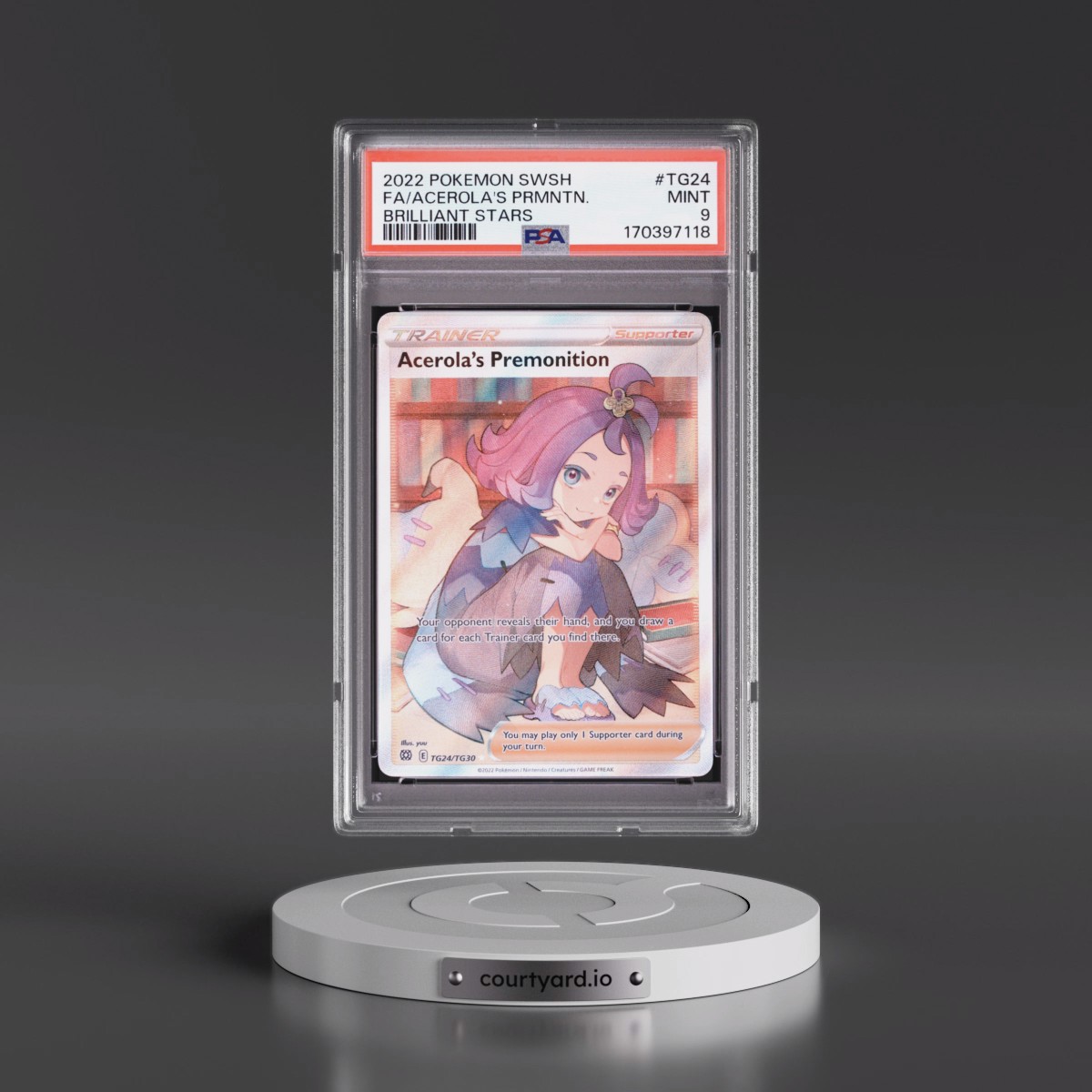 2022 Pokémon Sword & Shield Brilliant Stars #TG24 Acerola's Premonition - Full Art (PSA 9 MINT)