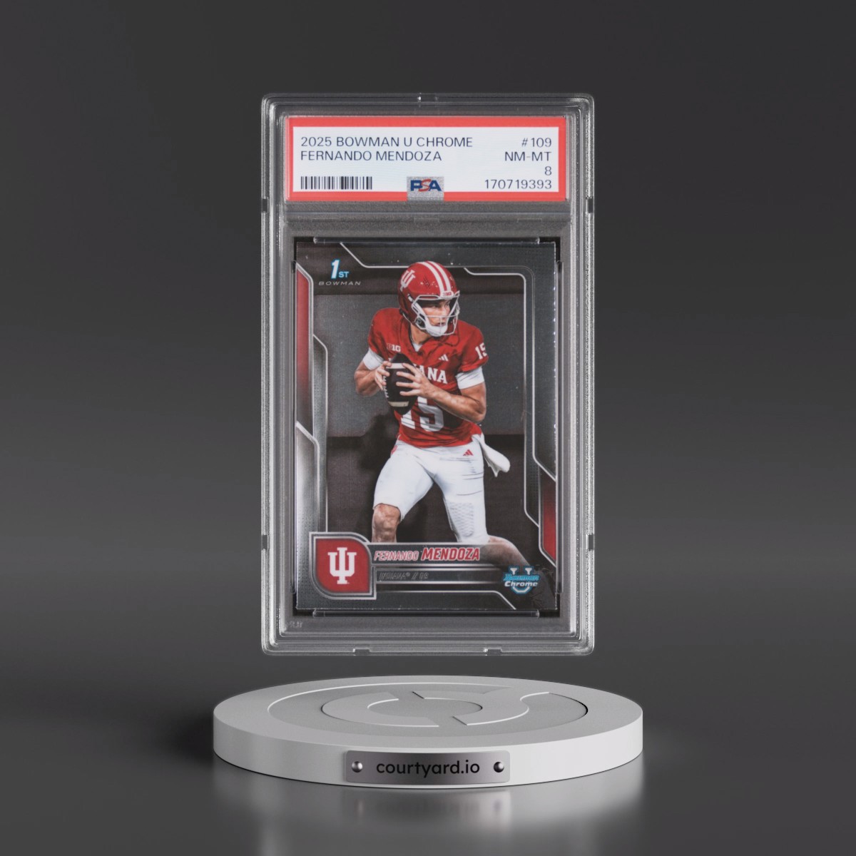 2025 Bowman University Chrome Fernando Mendoza #109 PSA 8