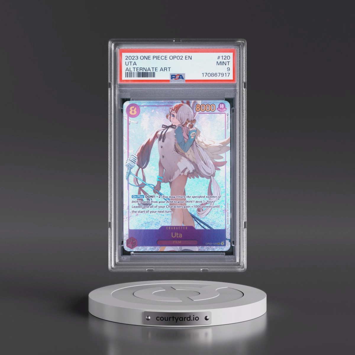 2023 One Piece OP02-Paramount War Uta - Alternate Art #120 PSA 9