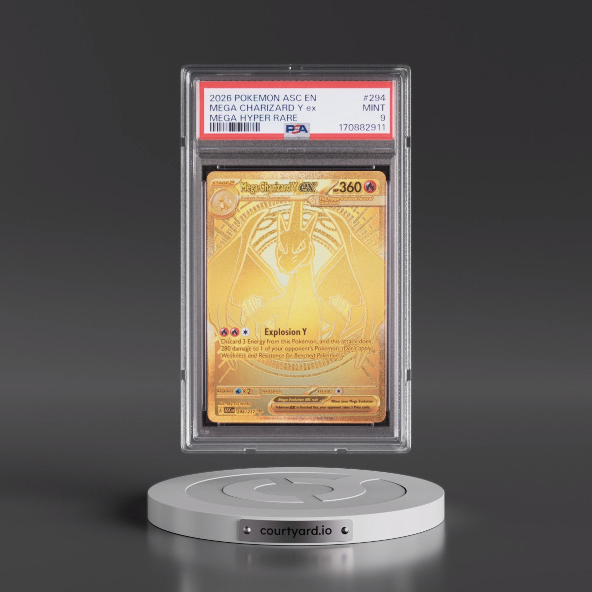 2026 Pokémon Asc EN-Ascended Heroes Mega Charizard Y EX - Holo Mega Hyper Rare #294 PSA 9